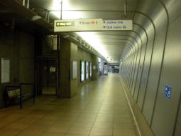 Looking along to the ticket hall from by the lift down from the Jubilee line and DLR Beckton branch platforms