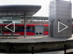 Auto-stitched panorama of the DLR Stratford International branch platforns from the Jubilee line westbound platform