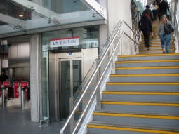 The lift and stairs up to the platform