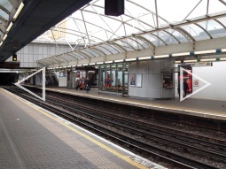 Looking across to the eastbound platforms from the Piccadilly line westbound platform