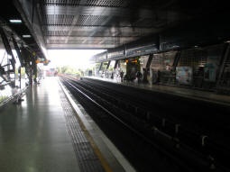 The platforms, from the one for trains to Lewisham