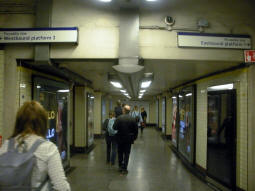 Looking towards the platforms from the escalators