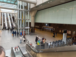 The Elizabeth line ticket hall from one of the exit escalators