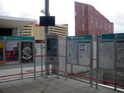 Information displays at the railway station end