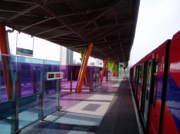 The very colourful Docklands Light Railway platform (March 2008)