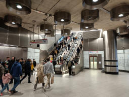 The Escalators and lift to the Underground ticket hall from the Elizabeth line