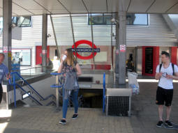The entrance within the bus station, with the lift entrance in the background