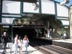 The footbridge over the District line from the eastbound platform