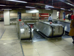 Escalators down to the northbound Bakerloo and Jubilee line platforms