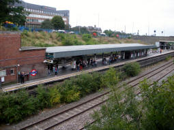 Looking down to the platforms from the street