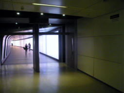 A passage to an exit leading off from the passage connecting St. Pancras station to the northern Underground ticket hall