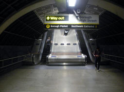 Escalators to the Borough High Street ticket hall coming from the Northern line