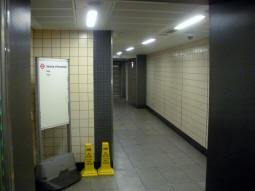 Looking towards the Victoria line platforms from the lift to the Cardinal Place exit